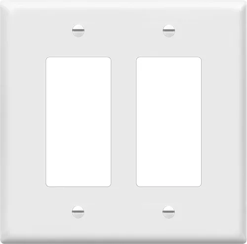 Vista 8 de ENERLITES - Cubierta decorativa de interruptor doble, placa de pared de dos salidas, 2 bandas de gran tamaño, 5.50 x 5.50 pulgadas, termoplástico