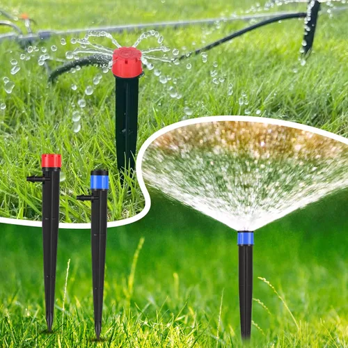 Vista 3 de Mudder 100 emisores de riego por goteo de 5.2 pulgadas para tubos de riego por goteo de 1/4 de pulgada ajustables de 360 grados con rociador