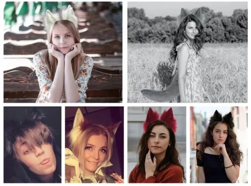 Vista 6 de CoFoWo Cat Fox Wolf Ears HeadbandFurry Ears, Wolf Ears Cosplay Costume, Halloween Christmas Animal Cosplay