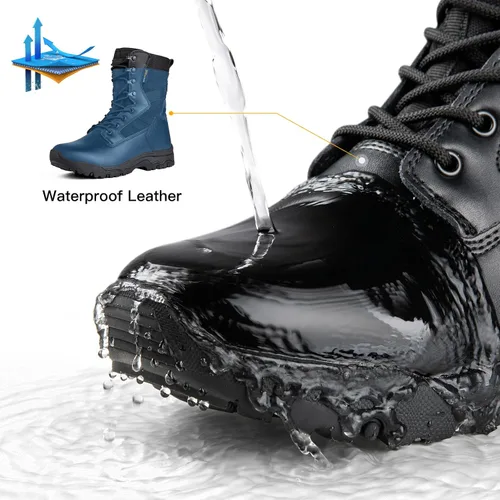 Vista 5 de FREE SOLDIER Botas tácticas para hombre de 8 pulgadas, ligeras, botas de combate duraderas, botas de trabajo militares de gamuza duradera, botas