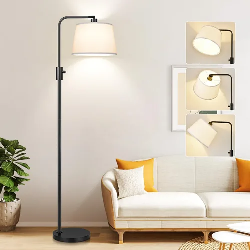 Vista 25 de Nintiue [Actualizada] Lámpara de pie regulable, bombilla LED Edison de 1000 lúmenes incluida, pantalla negra, lámpara de pie alta moderna de arco