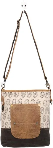 Vista 5 de Myra Bag Bolso De Hombro De Lona Y Cuero Con Estampado Tango S-1436, Marrón marfil