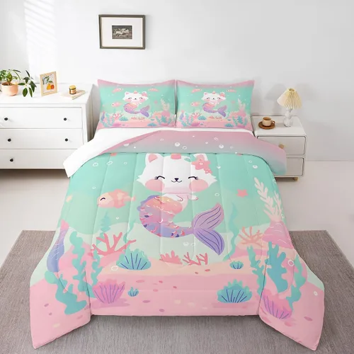 Vista 7 de Manfei Juego de edredón para niños de fresa roja, tamaño individual, juego de ropa de cama de cerdo acuarela de 2 piezas para niños, niñas