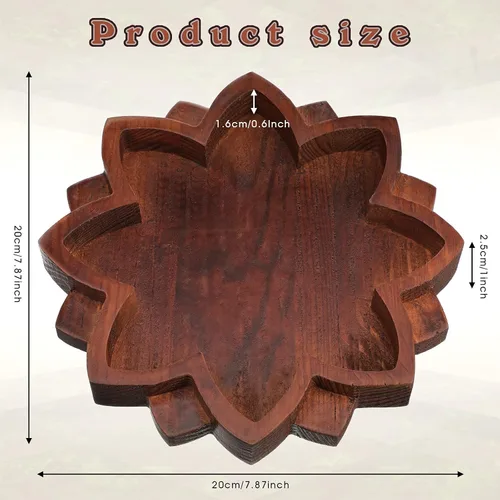 Vista 4 de Bandeja de cristal de loto para piedras curativas, soporte de cristal de madera, flor de loto, mandala, organizador de cuencos de piedra, decoración