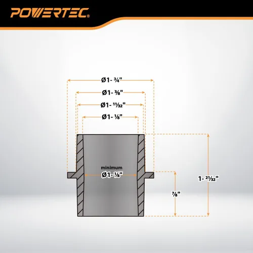 Vista 5 de POWERTEC 70297 Adaptador modular paso 4 en 1 - Compra accesorios de manguera para colector de polvo Vac