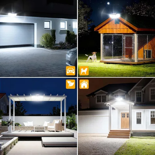 Vista 7 de MDCMDCM Luces solares al aire libre con sensor de movimiento - 3000LM con cable de 16.4 pies 3 niveles de brillo 3 modos, luces solares de seguridad