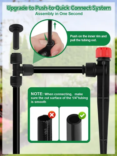 Vista 4 de Kalolary Sistema de riego por goteo, sistema de riego de jardín de 196 pies con temporizador de agua, sistema de riego automático de conexión rápida