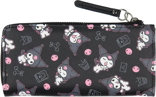 Vista 2 de AI ACCESSORY INNOVATIONS Kuromi Expressions Allover - Cartera de piel sintética con cremallera completa con logotipo de metal