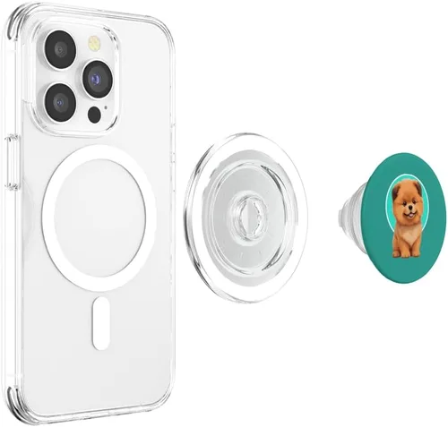 Vista 4 de Cute Happy Chow Puppy Dog Cartoon Dog to Fall in Love PopSockets MagSafe PopGrip for iPhone