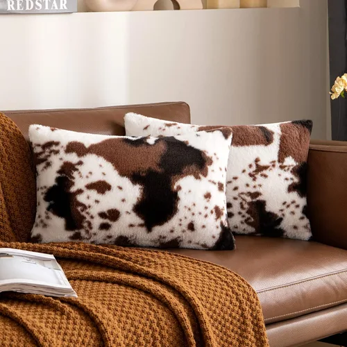 Vista 11 de Juego de 2 fundas de almohada de lujo de piel sintética para sofá, decorativas, suaves, esponjosas, para sala de estar, dormitorio, automóvil