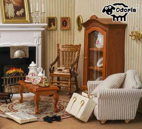 Vista 9 de Odoria 1/12 Silla en miniatura Sillón Casa de muñecas Muebles Accesorios, Azul Oscuro