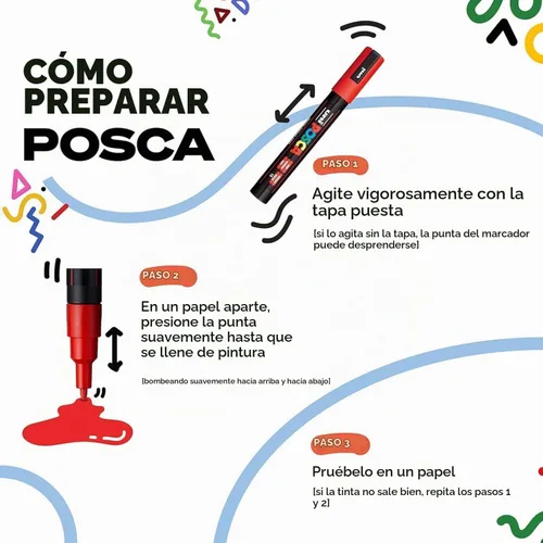 Vista 4 de POSCA Punta tipo bala blanca y negra - Juego de 6 bolígrafos (PC-5M, PC-7M, PC-3M)
