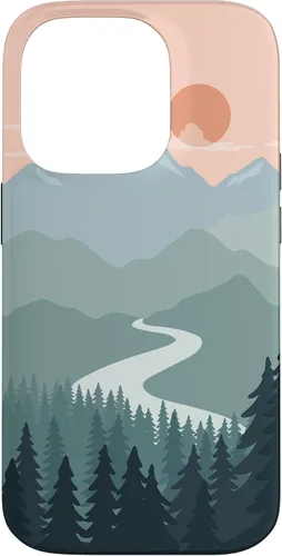 Vista 17 de Boho Chic Pines Forest Mountains Landscape Minimal Sunset Case for iPhone 16