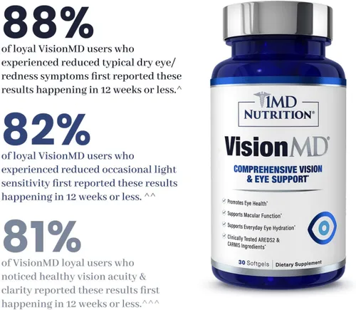 Vista 5 de 1MD Nutrition VisionMD - Vitamina para ojos CARMIS - Suplemento ocular para adultos - con OptiLut luteína y zeaxantina - Apoya el cuidado