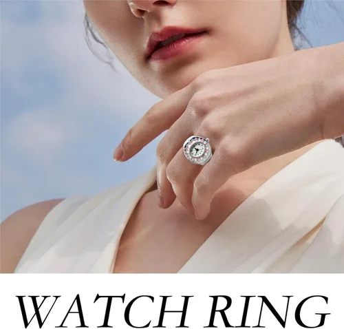 Vista 6 de Reloj de anillo inteligente con anillo preciso, reloj de cristal para cumpleaños, Navidad, regalo de San Valentín