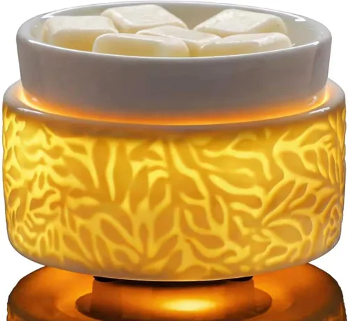 Vista 7 de Calentador de cera derretida con 1 plato de silicona, quemador de cera de velas, calentador de aceite cerámico 3 en 1, derretidor eléctrico de cera