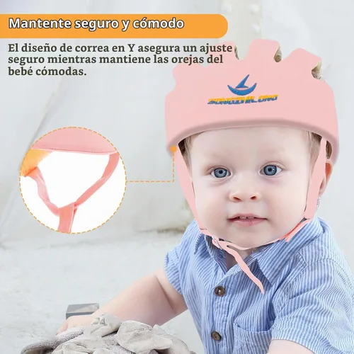 Vista 5 de Casco de bebé ajustable para gatear, protector de cabeza de bebé Rosa
