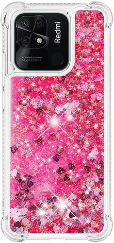 Vista 14 de Funda de silicona transparente con purpurina para Xiaomi Redmi A1 Bling Liquid Clear Star Heart Silicone Bumper a prueba de golpes, funda Azul