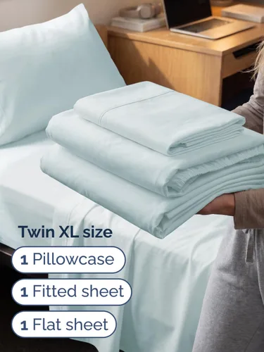 Vista 628 de Extra Deep Twin XL Sheet Set - 3 Piece College Dorm Room - White 01-Blanco