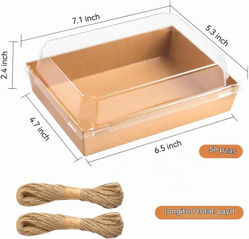 Vista 2 de Kucoele Paquete de 50 cajas de papel para embutidos de 7 x 5 pulgadas con Marrón