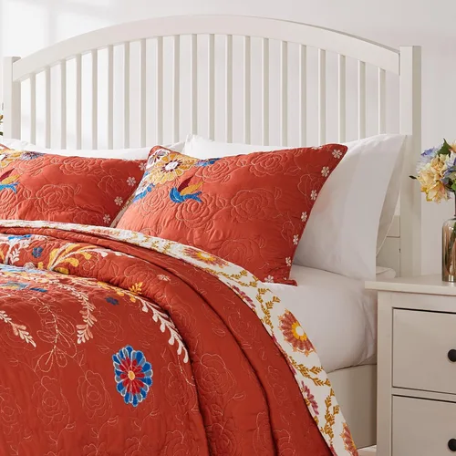 Vista 4 de Greenland Home Barefoot Bungalow Topanga - Funda de almohada, tamaño King, color naranja