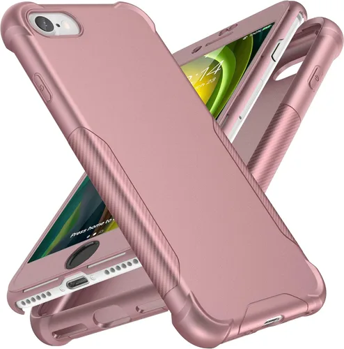 Vista 12 de ORETech Funda diseñada para iPhone 13 Mini con 2 protectores de pantalla de vidrio templado, textura de fibra de carbono policarbonato duro