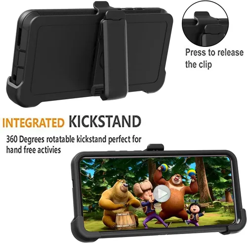 Vista 6 de Funda resistente para Galaxy A32 5G, no compatible con 4G, con clip, a prueba de golpes, a prueba de caídas, a prueba de polvo, (negro)