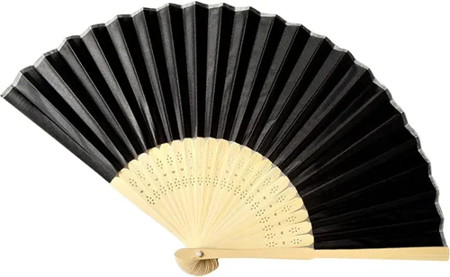 Vista 2 de Ventilador de seda plegable personalizado, abanicos de bambú personalizados para invitados de boda, despedida de soltera, baile, fiesta, decoración