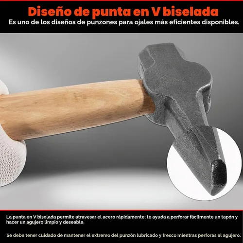 Vista 2 de Herrero Hammer Eye Punch Top Herramientas utilizadas con un golpeador ideal para forja en caliente