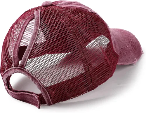Vista 2 de Lvaiz Gorra de béisbol desgastada para mujer con espalda de malla versátil con agujero para cola de caballo