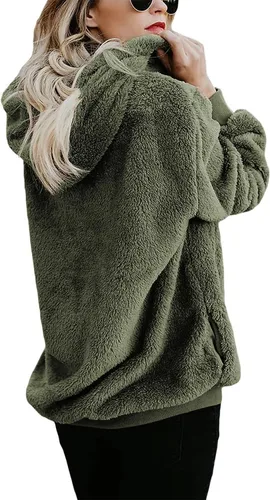 Vista 47 de Century Star Sudadera deportiva mullida de vellón con capucha para mujer de talla extragrande con bolsillos