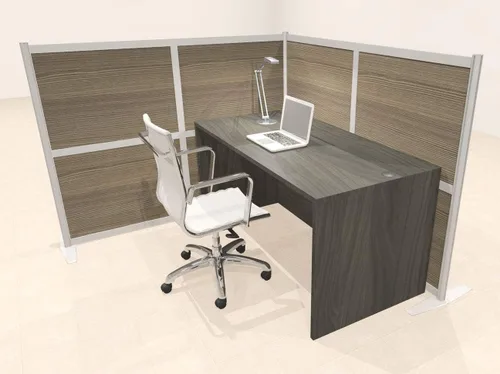Vista 2 de Un loft en forma de L moderno marco de aluminio para oficina y hogar partición / divisor / protector de estornudos, #UT-ALU-P35