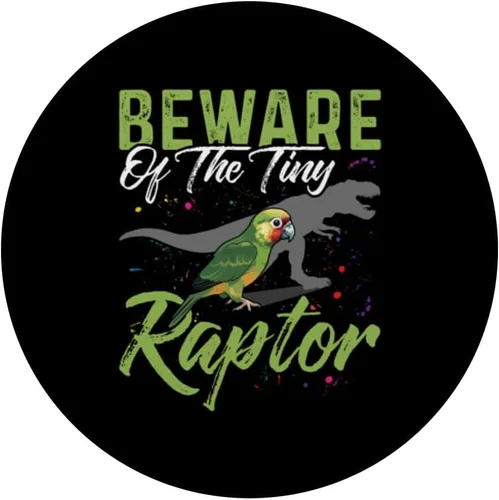 Vista 3 de Beware Of The Tiny Raptor Conure - Camisa con diseño de mejilla verde PopSockets PopGrip estándar
