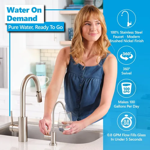 Vista 5 de Express Water Elite RO Sistema de filtración de agua alcalina de ósmosis inversa – Cambio de filtro de giro rápido 9 etapas de RO Filtro de agua