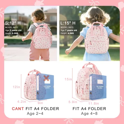 Vista 6 de Bluboon Mochila para niñas y niños de 2 a 4 años, lindas mochilas preescolares de 12 pulgadas, bolsas de guardería para niños, viajes escolares