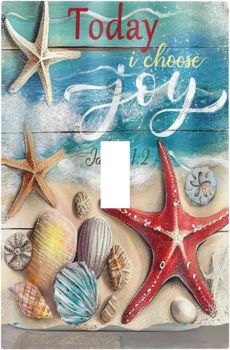 Vista 22 de Cubiertas de Interruptor de Luz de 1 Gang con Estrella de Mar y Concha Marina en Tablero de Madera, Placas de Pared Sin Dispositivo, Placa Frontal