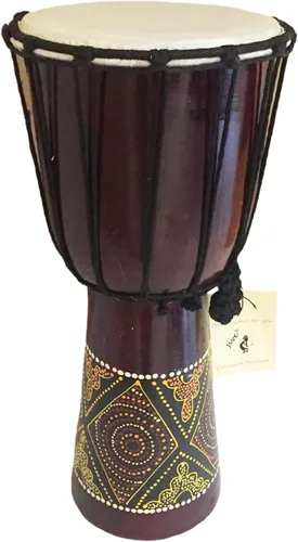 Vista 7 de JIVE Tambor Djembe – Tambor de mano africano Bongo Congo de 12 pulgadas – Instrumento de percusión de madera maciza con cabeza de piel de cabra