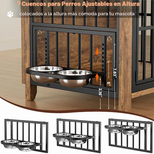 Vista 5 de Lulive Muebles de jaula para perros, 31.5 pulgadas de largo x 22.5 pulgadas de ancho x 25.6 pulgadas de alto, marrón