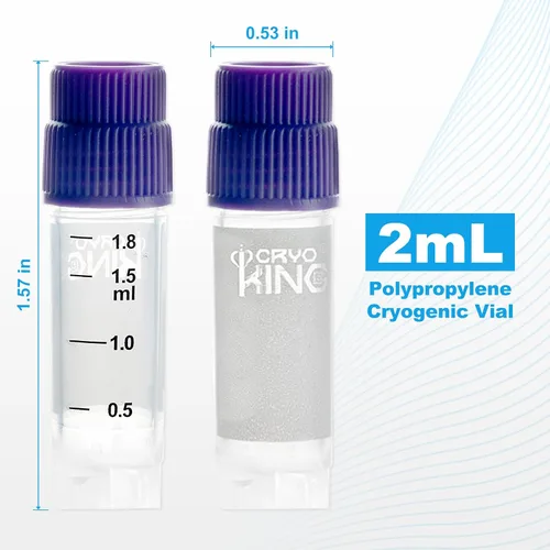 Vista 2 de CRYOGENIC VIALS - Tubos de muestra de 0.1 fl oz, rosca externa sin código de barras, autopie, PP, autoaplicable, radiación gamma esterilizada, 25