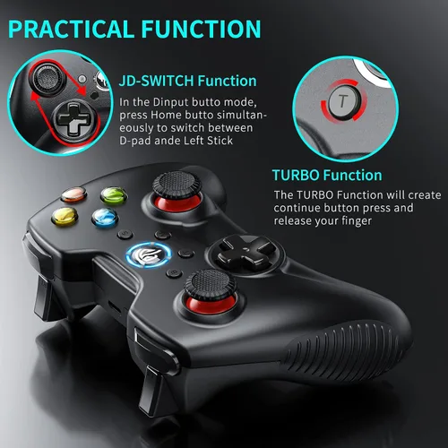 Vista 5 de EasySMX Controlador inalámbrico de Steam Deck, controlador de juego actualizado para Windows PCLaptop, Nvidia Shield, Nintendo Switch, Android