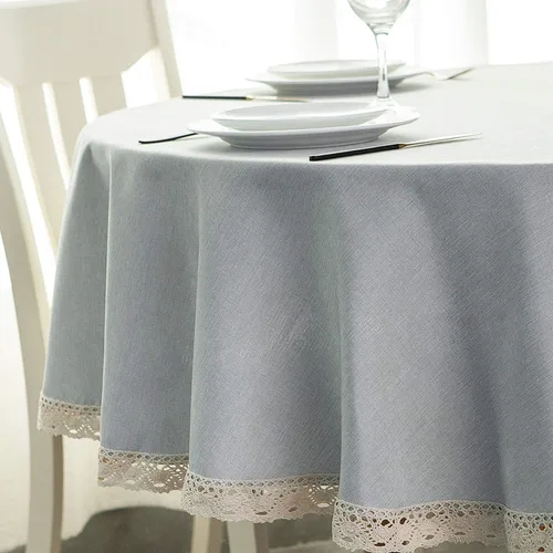 Vista 12 de EHouseHome Mantel de lino sintético con ribete de encaje, impermeable, a prueba de derrames, resistente a las manchas, sin arrugas, a prueba