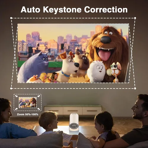 Vista 5 de [Aplicaciones integradas] PANSEBA Mini proyector inteligente ajustable de 270° con WiFi 6 y Bluetooth, proyector de película para exteriores