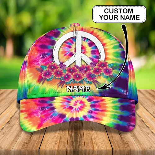 Vista 2 de Gorra unisex impresa en 3D con nombre personalizado, teñido anudado, hippie, con nombre, nombre personalizado, gorra clásica, gorra de béisbol