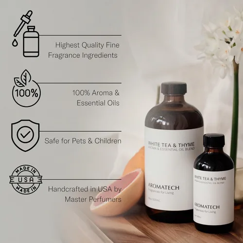 Vista 3 de AromaTech Aceite de aroma de té blanco y tomillo para difusores de aceite de aroma, 0.3 onzas líquidas