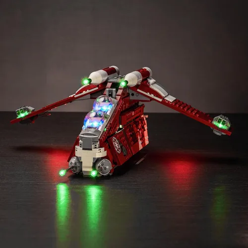 Vista 2 de Kit de luz LED mejorado para Lego The Clone Wars Coruscant Guard Gunship, compatible con Lego 75354 (modelo no incluido)