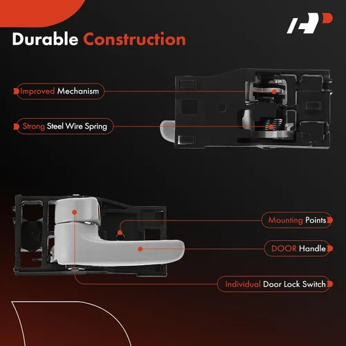 Vista 4 de A-Premium Manija de puerta interior del lado del conductor delantera o trasera compatible con Toyota Tundra 2004-2006 Crew Cab, Sequoia 2001-2007