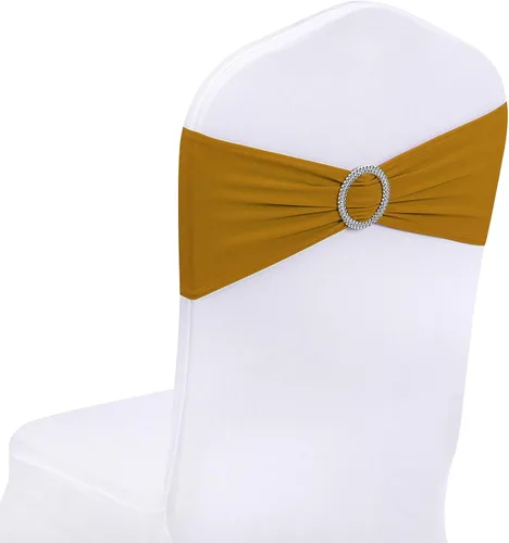 Vista 13 de Peomeise - 25 bandas elásticas de elastano negro para sillas con hebilla deslizante, para decoración de bodas y fiestas
