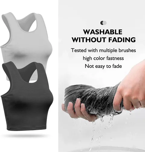 Vista 3 de 2 Pieces Tank Top for Women, Basic Sleeveless Sports Crop Tops for Women Going Out Tops Workout Tops Women Teen Girls