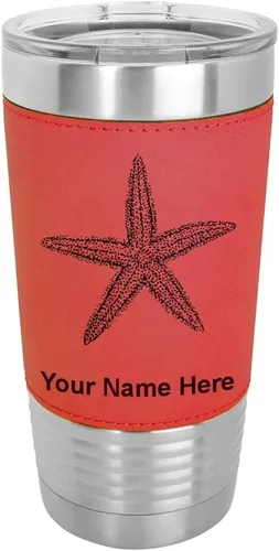 Vista 21 de LaserGram Vaso aislado al vacío de 20 onzas, estrella de mar, grabado personalizado incluido (piel sintética, gris)