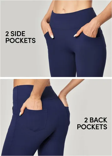 Vista 4 de IUGA - Pantalones de yoga de corte de bota para mujer, pantalón de cintura alta y control de abdomen, con 4 bolsillos, pantalones de entrenamiento